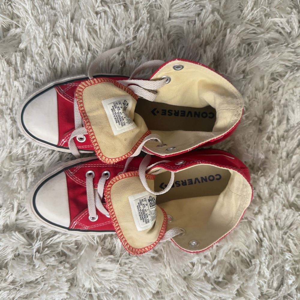 Converse Chuck Taylor All Star Red Canvas High Top Sneakers M 7 W 9 - Picture 10 of 14